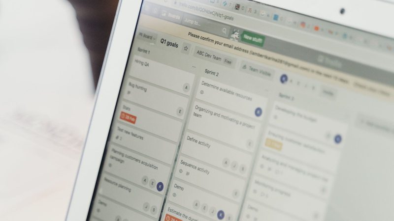 Laptop screen showing a project management software interface